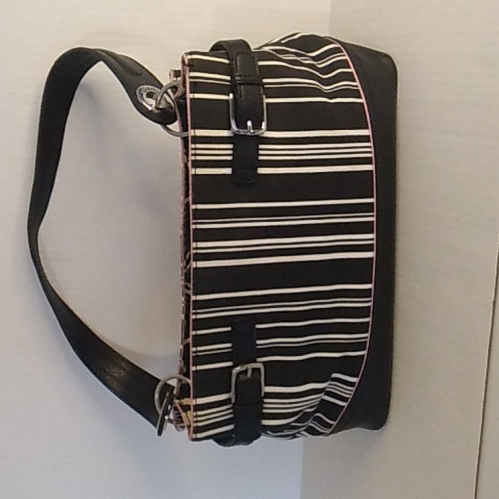 Tommy Hilfiger black & white striped handbag